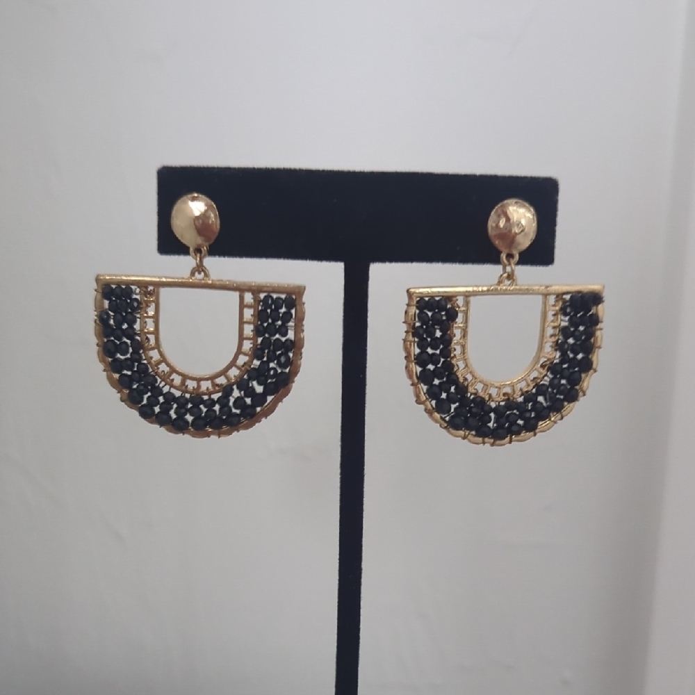 Elegant Gold and Black Earrings